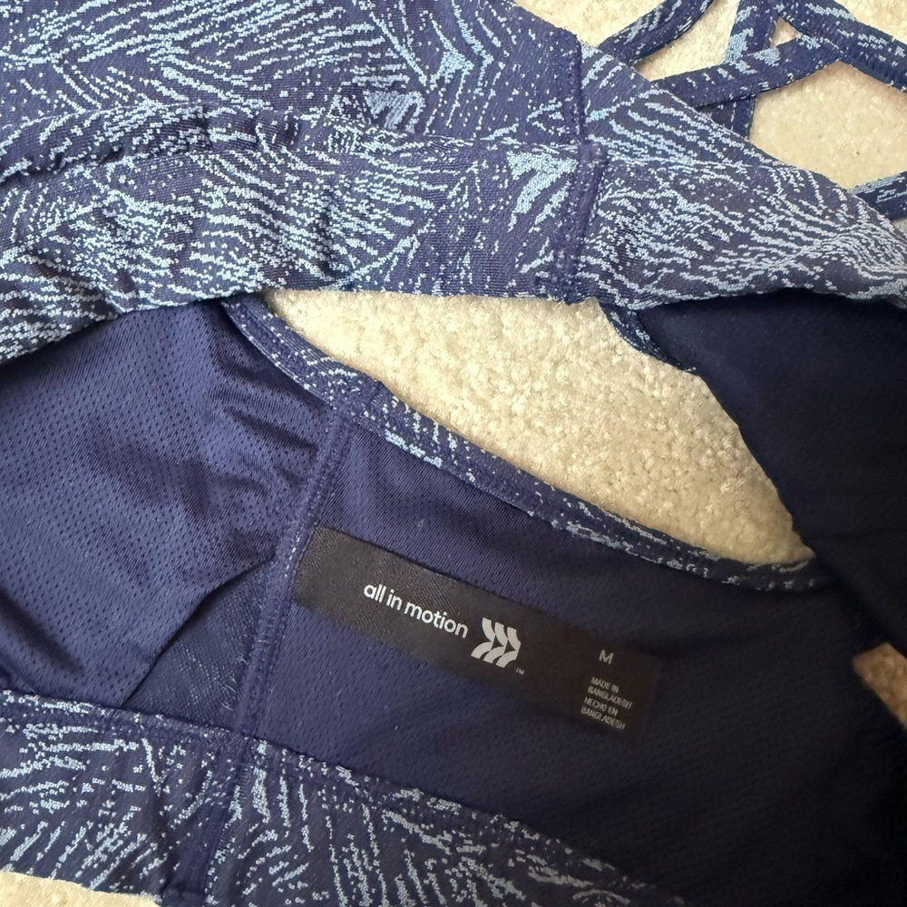 All in Motion Navy Patterned Sports Bra - Picture 3 of 3